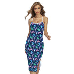 Colorful Dolphin Pattern Print Cross Back Cami Dress