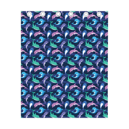 Colorful Dolphin Pattern Print Curtain