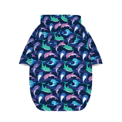 Colorful Dolphin Pattern Print Dog Zip Up Hoodie