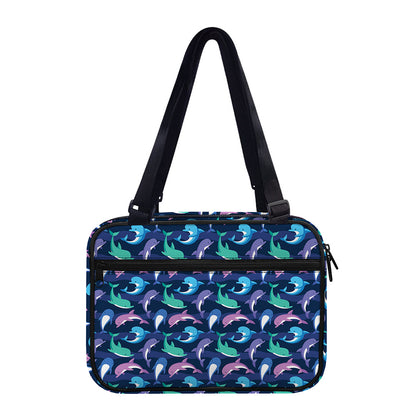 Colorful Dolphin Pattern Print Double Strap Bible Bag