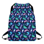 Colorful Dolphin Pattern Print Drawstring Backpack