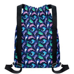 Colorful Dolphin Pattern Print Drawstring Backpack