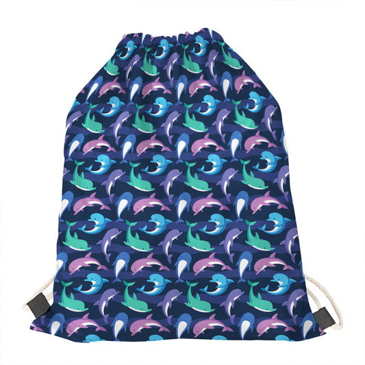 Colorful Dolphin Pattern Print Drawstring Bag