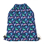 Colorful Dolphin Pattern Print Drawstring Bag
