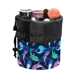 Colorful Dolphin Pattern Print Drawstring Makeup Bag