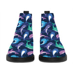 Colorful Dolphin Pattern Print Flat Ankle Boots