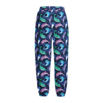 Colorful Dolphin Pattern Print Fleece Lined Knit Pants