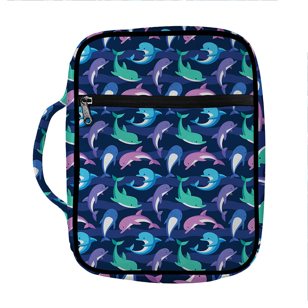 Colorful Dolphin Pattern Print Front Pocket Bible Bag