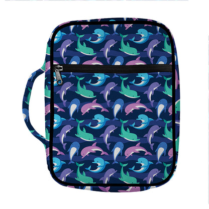 Colorful Dolphin Pattern Print Front Pocket Bible Bag