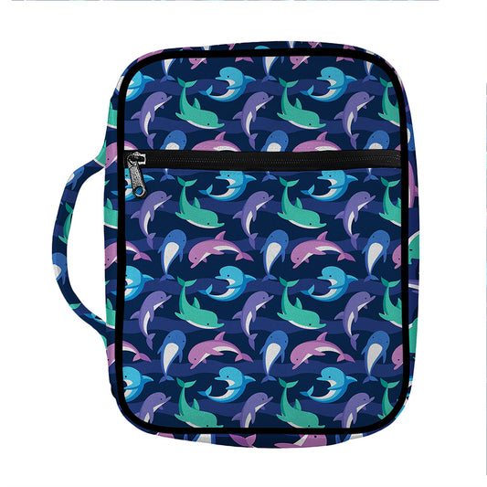 Colorful Dolphin Pattern Print Front Pocket Bible Bag