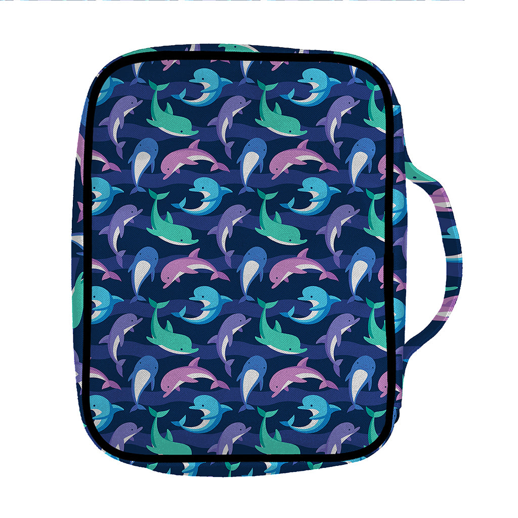 Colorful Dolphin Pattern Print Front Pocket Bible Bag
