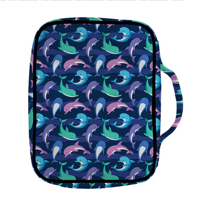 Colorful Dolphin Pattern Print Front Pocket Bible Bag