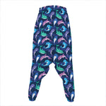 Colorful Dolphin Pattern Print Hammer Pants