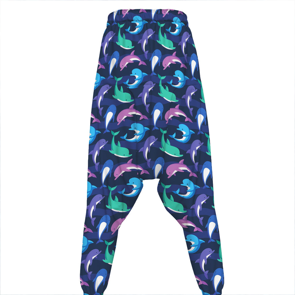 Colorful Dolphin Pattern Print Hammer Pants