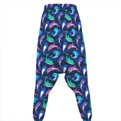 Colorful Dolphin Pattern Print Hammer Pants