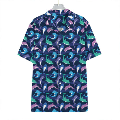 Colorful Dolphin Pattern Print Hawaiian Shirt