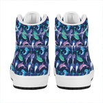 Colorful Dolphin Pattern Print High Top Leather Sneakers