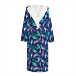 Colorful Dolphin Pattern Print Hooded Bathrobe
