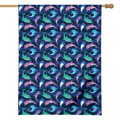 Colorful Dolphin Pattern Print House Flag