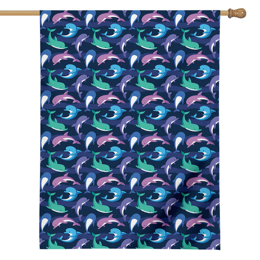 Colorful Dolphin Pattern Print House Flag