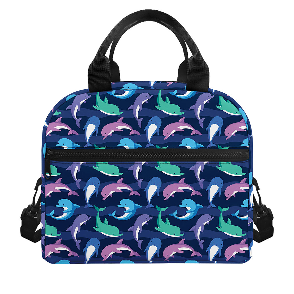 Colorful Dolphin Pattern Print Insulated Lunch Bag