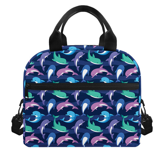 Colorful Dolphin Pattern Print Insulated Lunch Bag