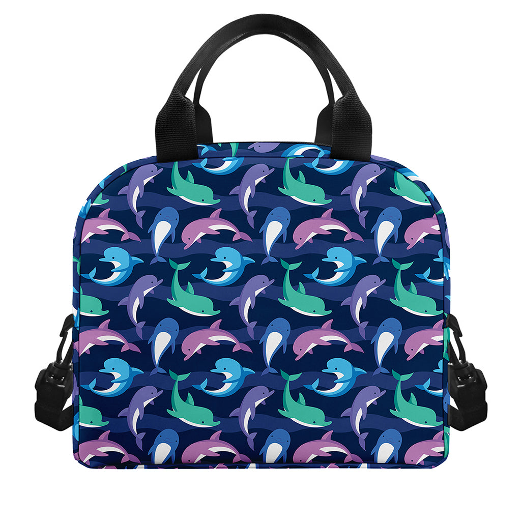 Colorful Dolphin Pattern Print Insulated Lunch Bag