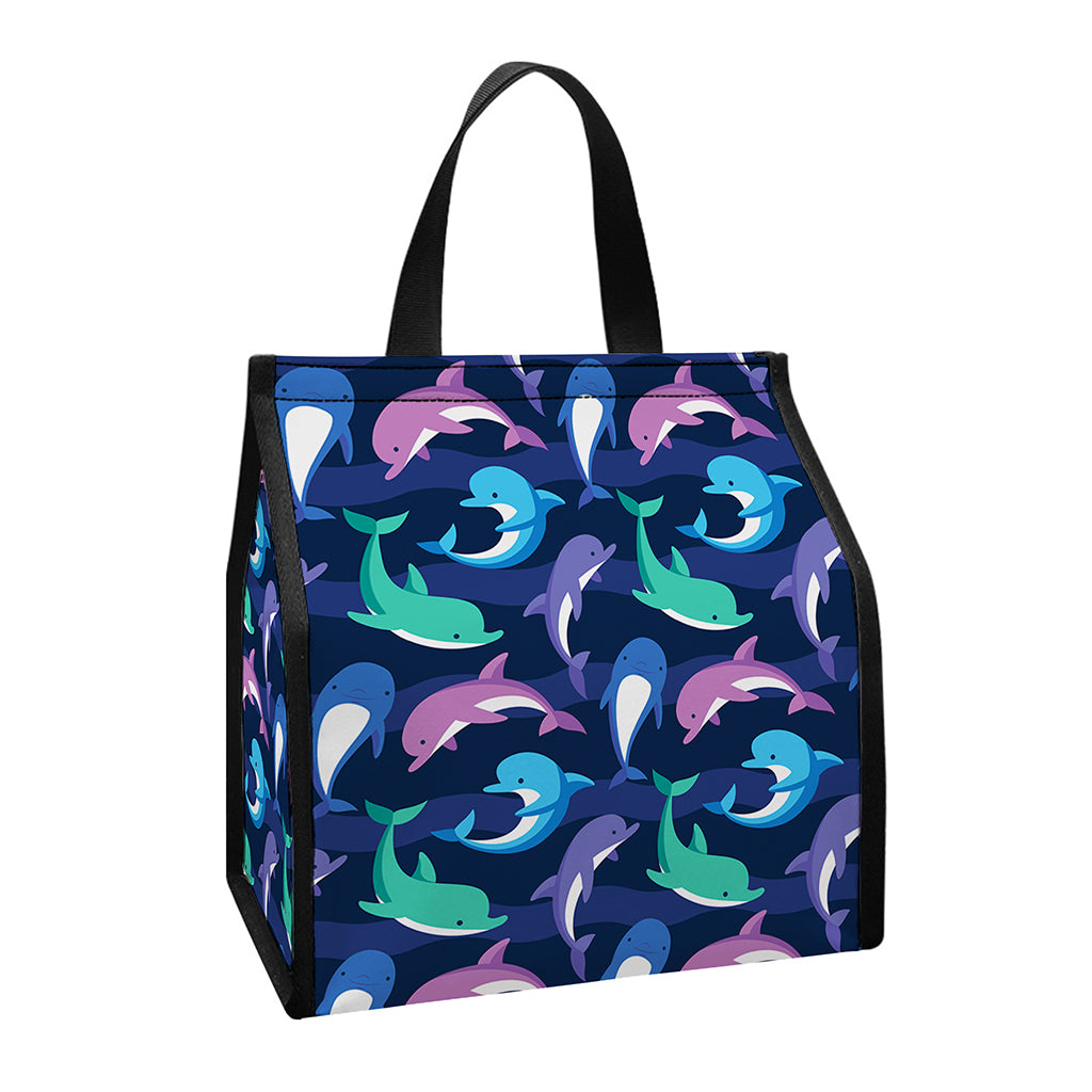 Colorful Dolphin Pattern Print Insulated Lunch Tote