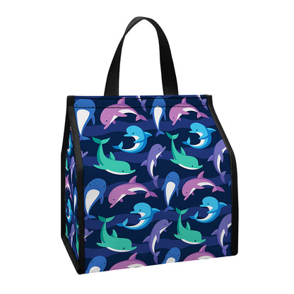 Colorful Dolphin Pattern Print Insulated Lunch Tote