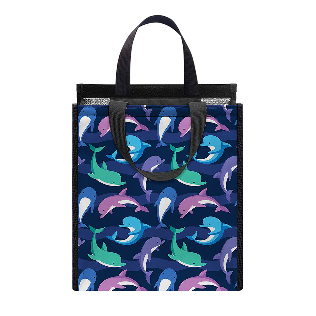 Colorful Dolphin Pattern Print Insulated Lunch Tote