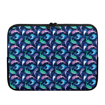 Colorful Dolphin Pattern Print Laptop Sleeve