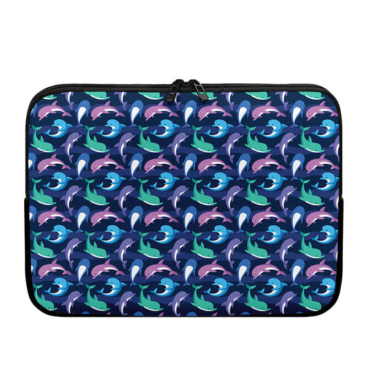 Colorful Dolphin Pattern Print Laptop Sleeve