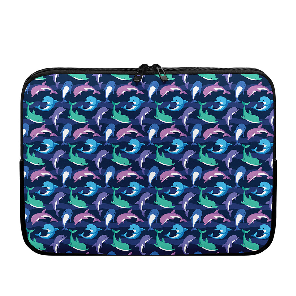 Colorful Dolphin Pattern Print Laptop Sleeve
