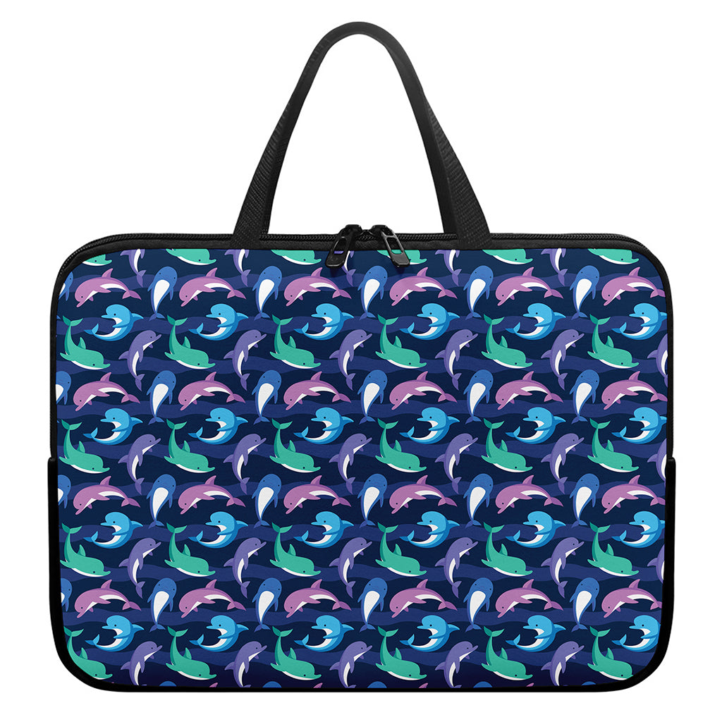 Colorful Dolphin Pattern Print Laptop Sleeve With Handle