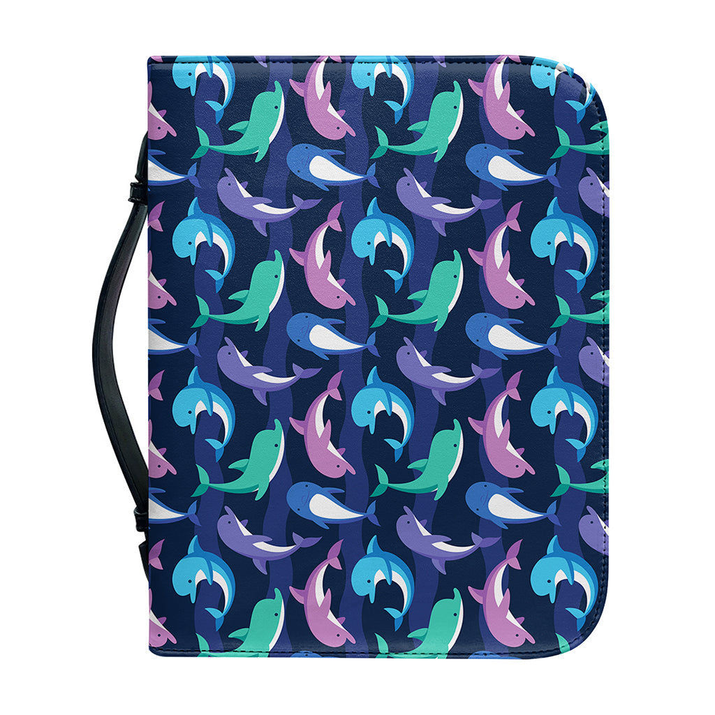 Colorful Dolphin Pattern Print Leather Bible Cover
