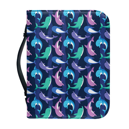 Colorful Dolphin Pattern Print Leather Bible Cover