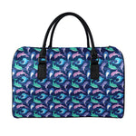 Colorful Dolphin Pattern Print Leather Duffle Bag