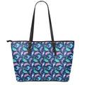 Colorful Dolphin Pattern Print Leather Tote Bag With Zipper