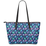 Colorful Dolphin Pattern Print Leather Tote Bag