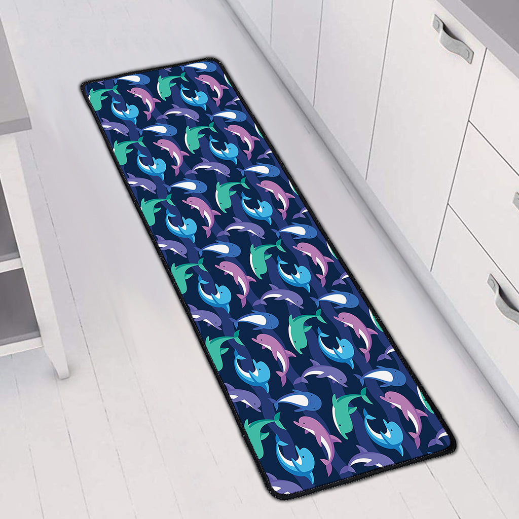 Colorful Dolphin Pattern Print Long Kitchen Mat