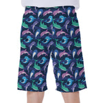 Colorful Dolphin Pattern Print Men's Beach Shorts