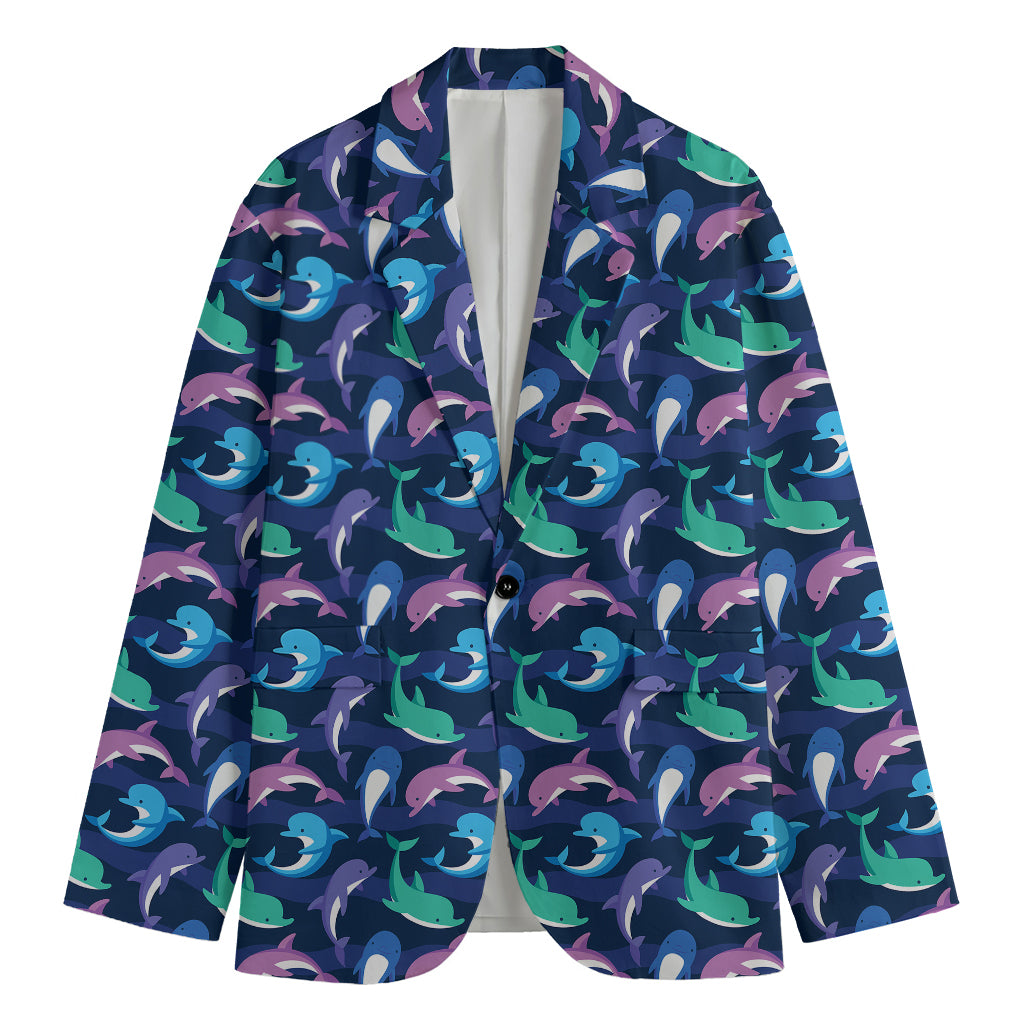 Colorful Dolphin Pattern Print Men's Blazer