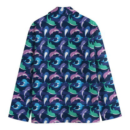 Colorful Dolphin Pattern Print Men's Blazer