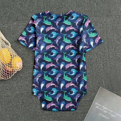 Colorful Dolphin Pattern Print Men's Bodysuit