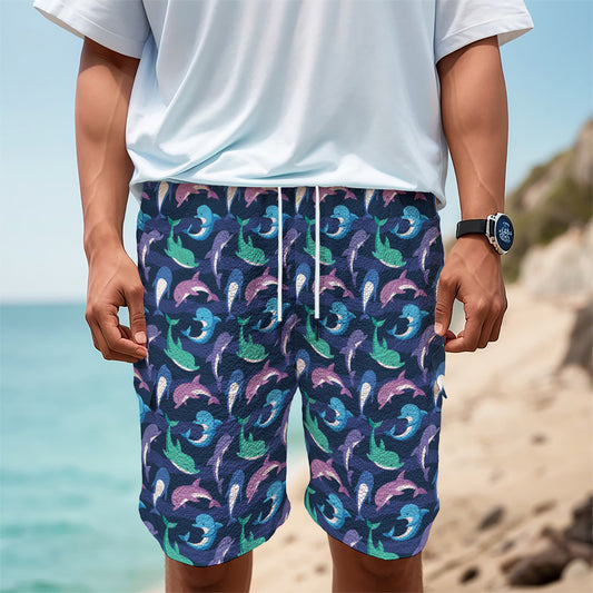Colorful Dolphin Pattern Print Men's Cargo Shorts