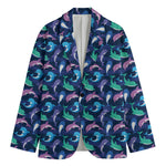 Colorful Dolphin Pattern Print Men's Cotton Blazer