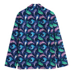 Colorful Dolphin Pattern Print Men's Cotton Blazer