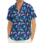 Colorful Dolphin Pattern Print Men's Deep V-Neck Shirt