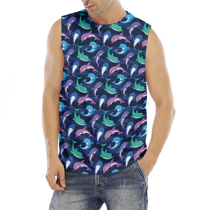 Colorful Dolphin Pattern Print Men's Fitness Tank Top