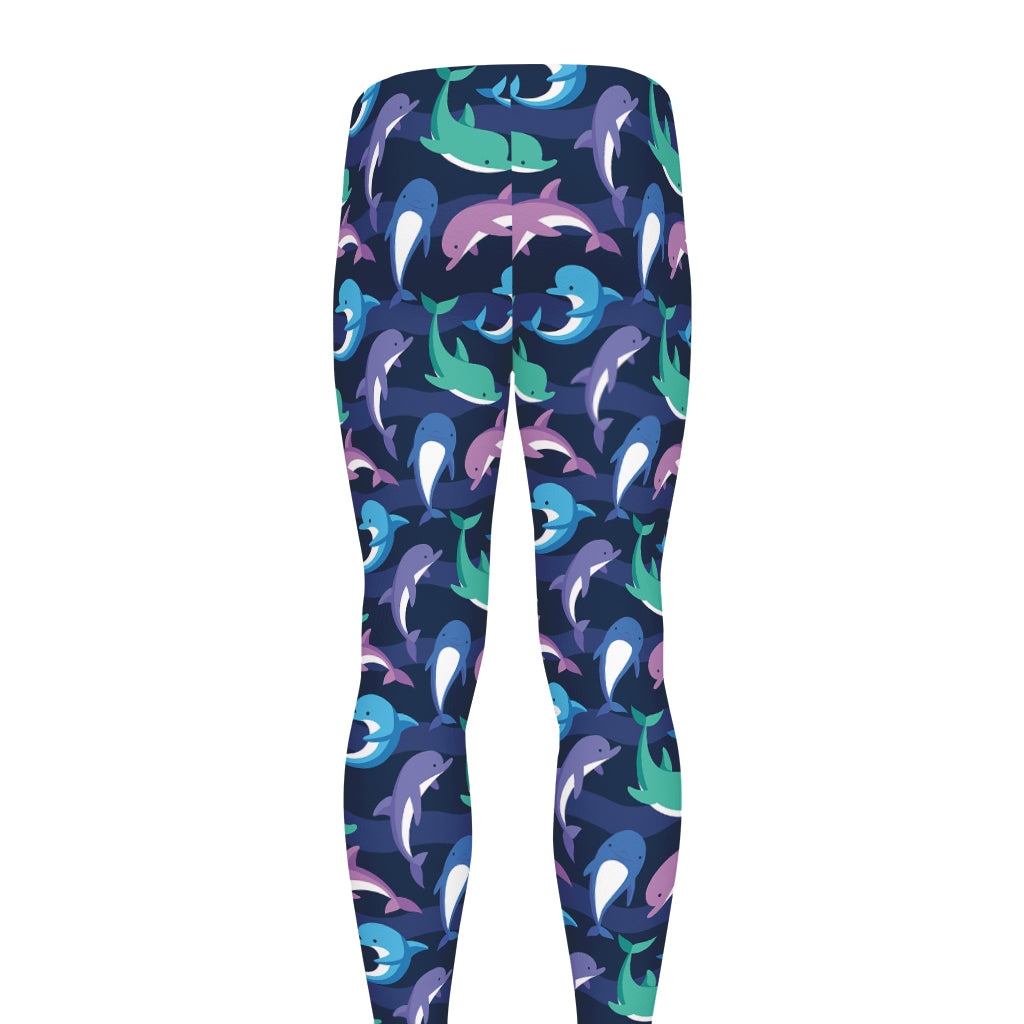 Colorful Dolphin Pattern Print Men's leggings